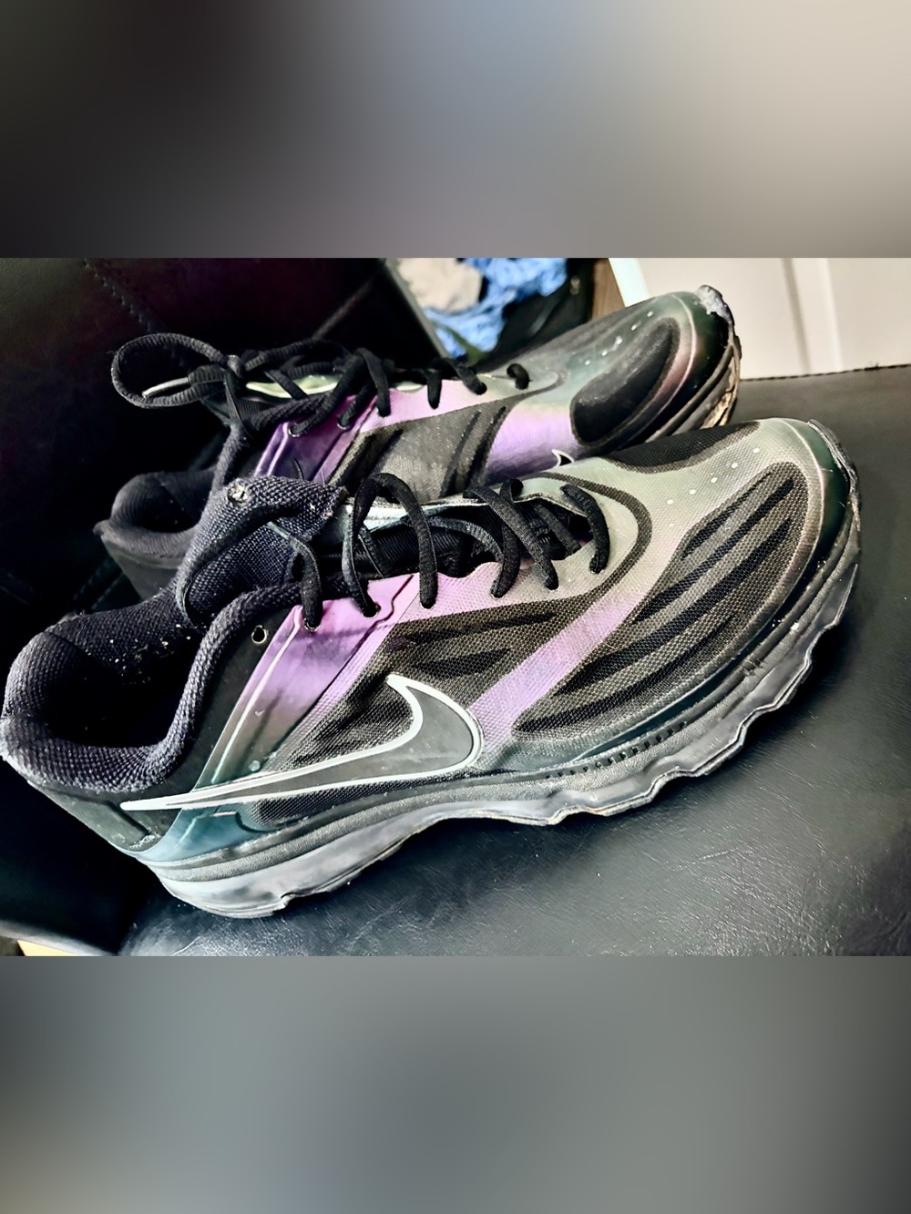 Nike Black and Iridescent Purple Athletic Sneakers